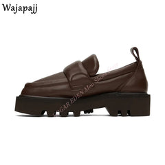 Soft Leather Shoes Thick Soled Round Toe Comfortable Men