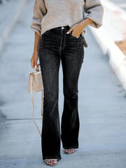 High-waist wide-leg slim-fit trumpet Denim trousers