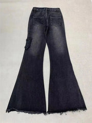 Vintage Aesthetic Denim Blue Flare Jeans