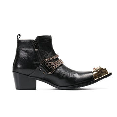 Ankle Boot Genuine Leather Mens Chelsea Crocodile Pattern