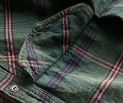 Workwear Plaid Washed Distressed Lapel Versatile Long Sleeve Shirt