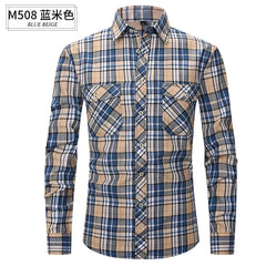 Brushed Plaid Cotton Long Sleeve Shirt