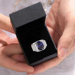 5Ct Grand Oval Created Tanzanite Gemstone Rings