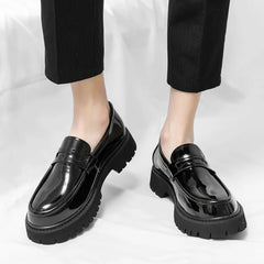Mocassin Patent Leather with Thick Soles Loafers Slip on Shoe Breathable