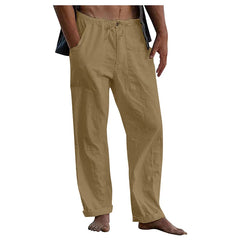 Cotton Linen Large Size white Straight trousers