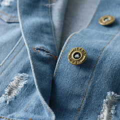 Unisex Denim Jean Coat Cowboy Overcoat Jacket