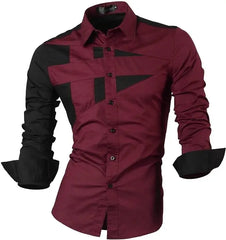 Casual Dress Shirts Fashion Designer Stylish Long Sleeve