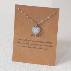 Cubic heart stainless steel gold-plated necklace