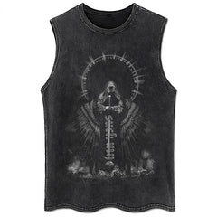 100% Cotton Vintage  Punk Rock Sleeveless Tshirts Gothic Vests