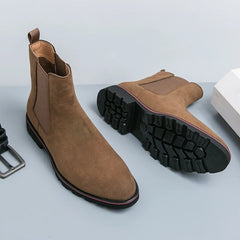 Handmade Chelsea Boots Flock Rivet Square Short Boots