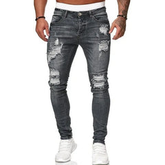 Cotton Stretchy Ripped Skinny Jeans Slim Fit Denim Pants