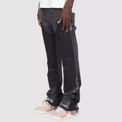 Washed Jeans Men Vintage Ankle Length Trousers Denims