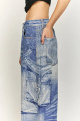 Retro Washed Worn Jeans  Straight Mopping Y2K Pants
