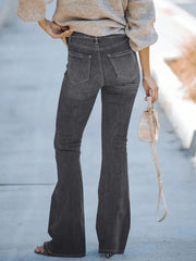 High-waist wide-leg slim-fit trumpet Denim trousers