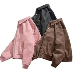 PU Leather Lapel Jacket American Style