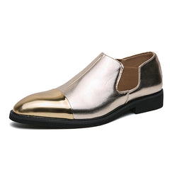 Gold Chelsea Boots PU Ankle Boots High Top  Golden Shoes