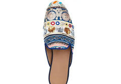 Half Loafers Luxury  Floral Embroidery Canvas Slippers