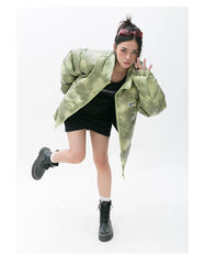 Tie-Dye Leather Cotton Jacket
