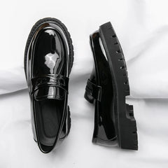 Mocassin Patent Leather with Thick Soles Loafers Slip on Shoe Breathable