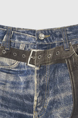 Leather Digitally Printed Jeans Distressed Y2k Men’s Jeans Motorcycle Jeans