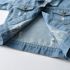 Unisex Denim Jean Coat Cowboy Overcoat Jacket