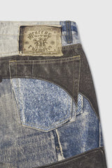 Leather Digitally Printed Jeans Distressed Y2k Men’s Jeans Motorcycle Jeans