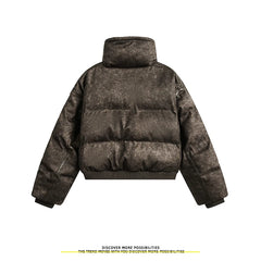 American PU Leather Distressed Cotton Jacket