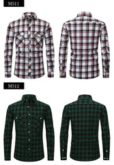 Brushed Plaid Cotton Long Sleeve Shirt