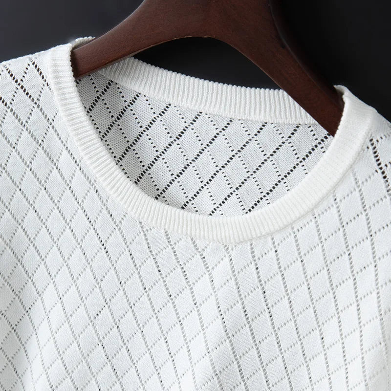 Men Knitwear 100% Cotton Sweater Pullover O-Neck