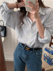 Polo Collar Striped Shirt
