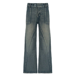 Vintage Washed Loose Fit Jeans Casual Denim Pants