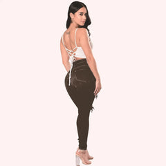 Designer Denim Waist Ripped Jeans