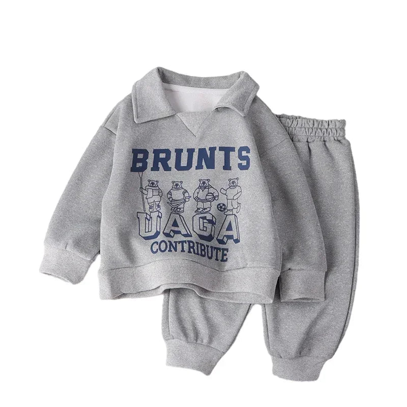 Polo Sweatshirt+Pants Sport Suits for Kids Boys Girls