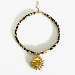 Vintage Gold Plated Heart Sun Pendant Necklace
