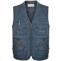 Sleeveless Cotton Vest with Many 16 Pockets  Waistcoat