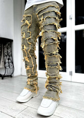 Tassel Damaged Denim Full Length Pants Hip-pop Trousers