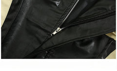 Pleated Motorcycle Leather Jacket