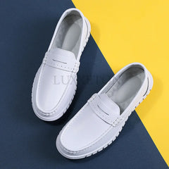 Breathable Soft Non Slip  Genuine Leather Slip on Small Shoes