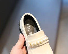 Leather Kids Black Loafers Slip-on Children