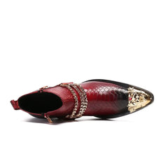 Ankle Boot Genuine Leather Mens Chelsea Crocodile Pattern