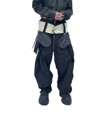 Niche Designer Model Removable Zipper Stitching Paratrooper Pants
