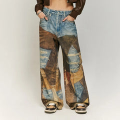 Design High-End Jeans for Men and Women Loose Cool Straight Wide Leg Casual Trousers