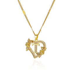 A-Z Alphabet Heart Necklaces Stainless Steel Necklace