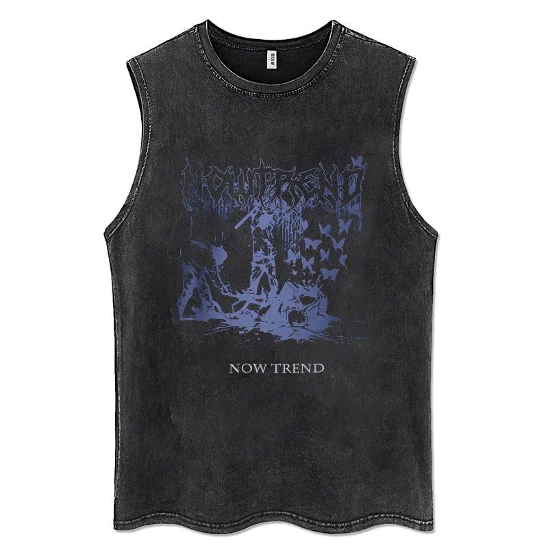 100% Cotton Vintage  Punk Rock Sleeveless Tshirts Gothic Vests