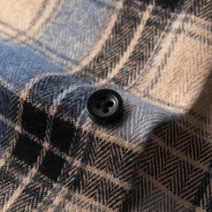 Plaid Flannel Sleeve Blue Loose Shirt