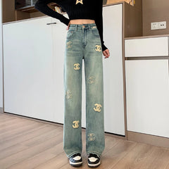 Velvet Slim Fit Straight Leg Denim Jeans