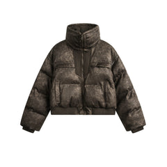 American PU Leather Distressed Cotton Jacket