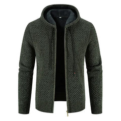 Fleece-lined Knitted Top Cardigan Jacket Hooded Pullovers