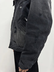Heavy Duty Washed Vintage Leather Collar Jacket