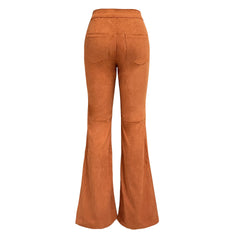 Slim Casual Female New Solid Mid-waist Street Long Flare Clothing